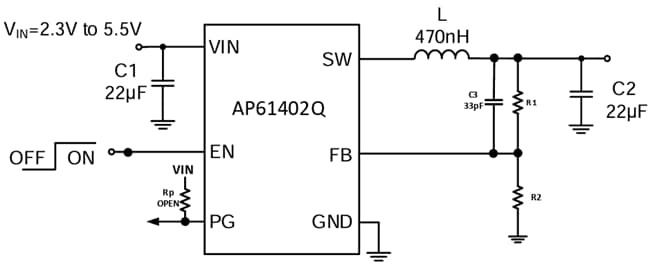 Application Circuit Diagram - Diodes Incorporated AP61402/AP61402Q Synchronous Buck Converters